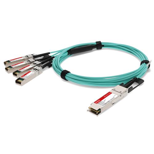 Picture of IBM® 00YL667 Compatible TAA Compliant 40GBase-AOC QSFP+ to 4xSFP+ Active Optical Cable (850nm, MMF, 1m)