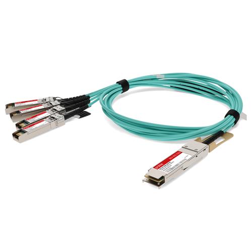 Picture for category Arista Networks® AOC-Q-4S-100G-10M Compatible TAA 100GBase-AOC QSFP28 to 4xSFP28 Active Optical Cable (850nm, MMF, 10m)