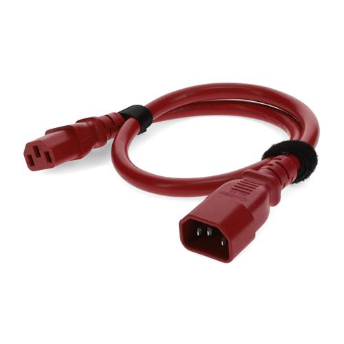 Picture for category 0.91m C13 Female to C14 Male 18AWG 100-250V at 10A Red Power Cable