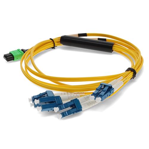 Picture for category 3m Arista Networks® CAB-M12P4LC-S3 Compatible MPO (Female) to 8xLC (Male) OS2 8-strand Straight Yellow Fiber OFNR (Riser-Rated) Fanout Cable