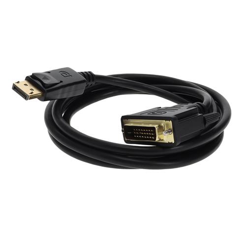 Picture of 10ft DisplayPort 1.2 Male to DVI-D Dual Link (24+1 pin) Male Black Cable Requires DP++ Max Resolution Up to 2560x1600 (WQXGA)
