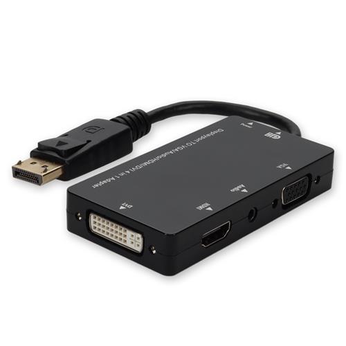 Picture for category DisplayPort 1.2 Male to DVI, HDMI, VGA Female Black Adapter Comes with Audio Max Resolution Up to 1920x1200 (WUXGA)