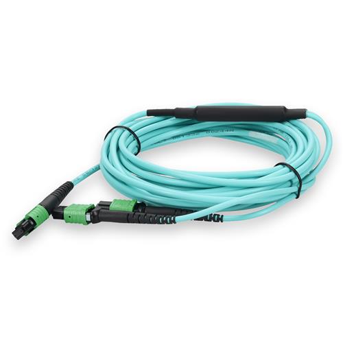 Picture for category 5m Mellanox® Compatible AMPO-12 (Female) to 2xAMPO-12 (Female) OM4 12-strand Crossover Aqua Fiber LSZH Patch Cable