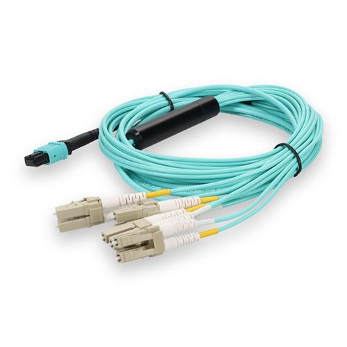 Picture for category 10m Juniper Networks® MTP-4LC-M10M Compatible MPO (Female) to 8xLC (Male) 8-Strand Aqua OM3 Fiber Fanout Cable