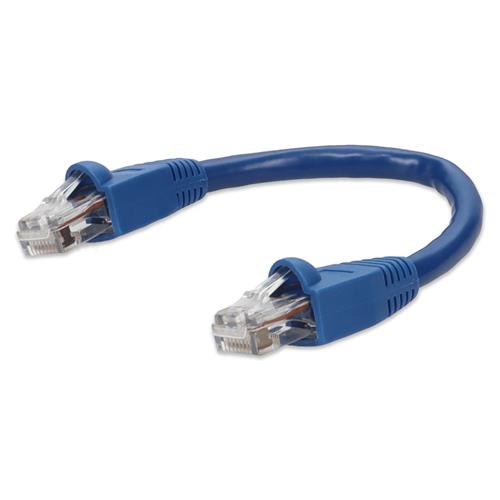 Picture of 6in RJ-45 (Male) to RJ-45 (Male) Cat6A Straight Blue UTP Copper PVC Patch Cable