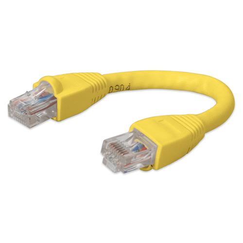 Picture of 6in RJ-45 (Male) to RJ-45 (Male) Cat6A Straight Yellow UTP Copper PVC Patch Cable