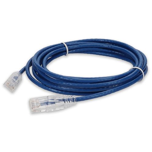 Picture of RJ-45 (Male) to RJ-45 (Male) Cat6A Straight Booted, Snagless Blue Slim UTP Copper PVC Patch Cable