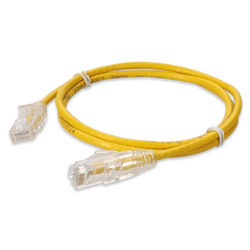 Picture of 1.5ft RJ-45 (Male) to RJ-45 (Male) Cat6A Straight Booted, Snagless Yellow Slim UTP Copper PVC Patch Cable