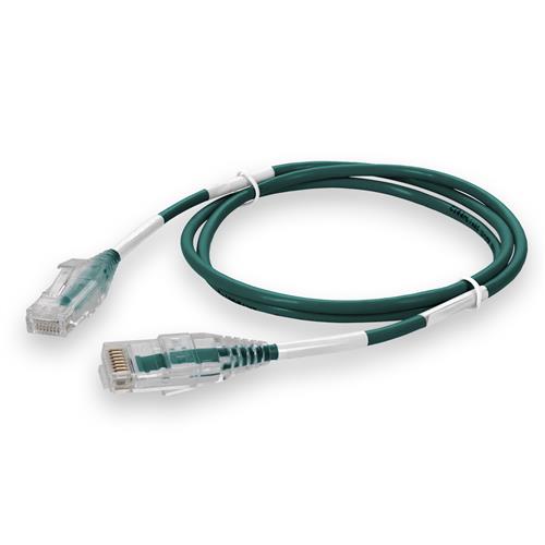 Picture for category 1.5ft RJ-45 (Male) to RJ-45 (Male) Green Slim Microboot, Snagless Clear-Claw Cat6 UTP PVC Slim Copper Patch Cable with Length Labels