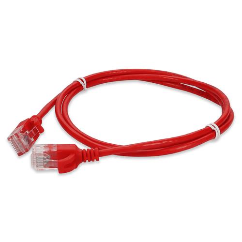 Picture for category 10ft RJ-45 (Male) to RJ-45 (Male) Cat6A Straight Red Slim UTP Copper PVC Patch Cable