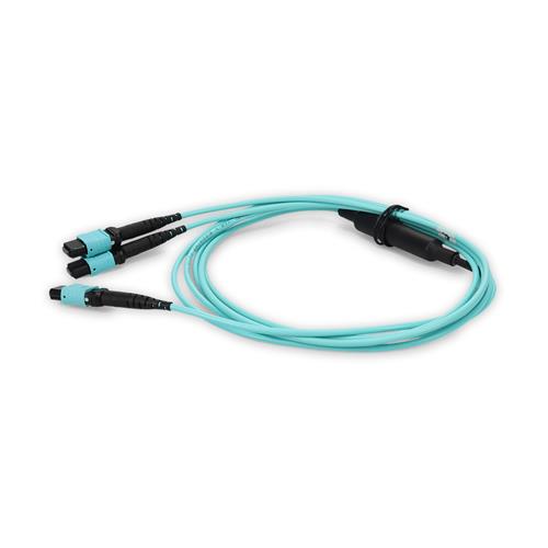 Picture for category 15m MPO-16 (Female) to 4xMPO (Female) OM4 16-strand Crossover Aqua Fiber Plenum Patch Cable