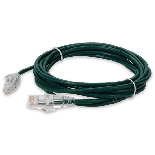Picture for category RJ-45 (Male) to RJ-45 (Male) Cat6A Straight Booted, Snagless Green Slim UTP Copper PVC Patch Cable