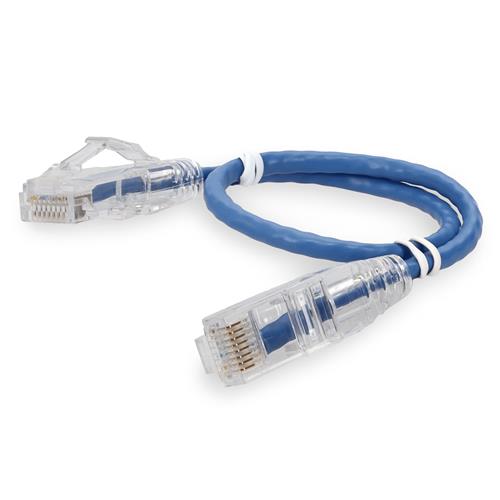 Picture for category 2m RJ-45 (Male) to RJ-45 (Male) Cat6A Straight Snagless, Non-Booted Blue Slim UTP Copper PVC Patch Cable