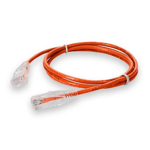 Picture for category 2m RJ-45 (Male) to RJ-45 (Male) Cat6A Straight Snagless, Non-Booted Orange Slim UTP Copper PVC Patch Cable