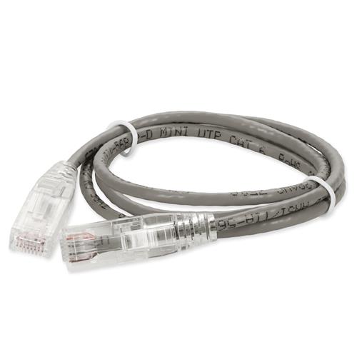 Picture of 3ft RJ-45 (Male) to RJ-45 (Male) Cat6 Straight Gray Slim UTP Copper PVC Patch Cable