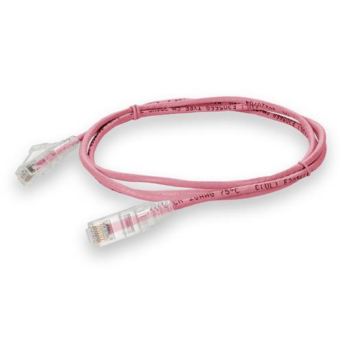 Picture of 3ft RJ-45 (Male) to RJ-45 (Male) Cat6 Straight Pink Slim UTP Copper PVC Patch Cable