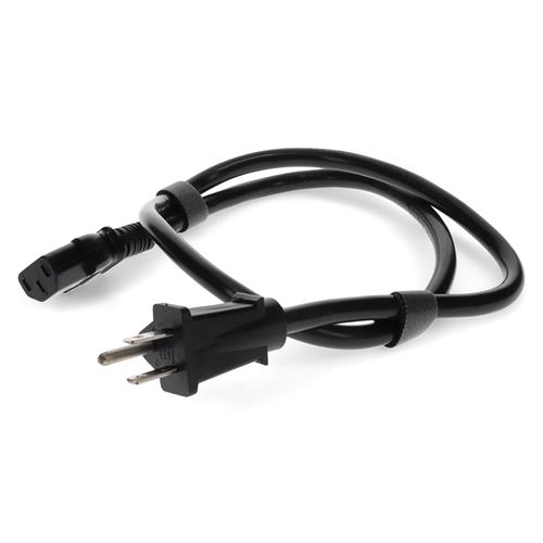 Picture of 3ft NEMA 5-15P Male to C13 Female 14AWG 100-250V at 10A Black Power Cable