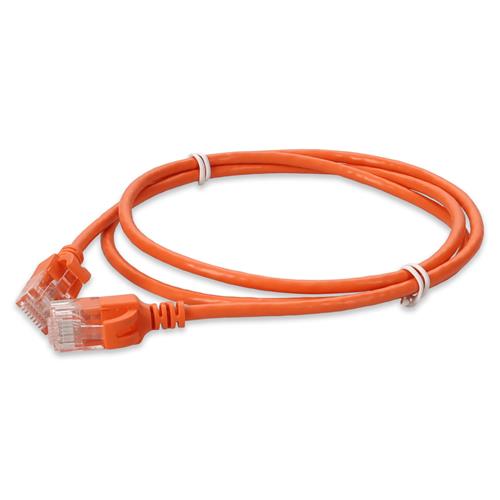 Picture of 6ft RJ-45 (Male) to RJ-45 (Male) Orange Microboot, Snagless Slim Cat6A UTP PVC Copper Patch Cable