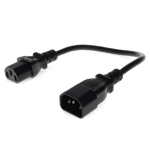 Picture of 10ft C13 Female to C14 Male 18AWG 100-250V at 10A Black Power Cable