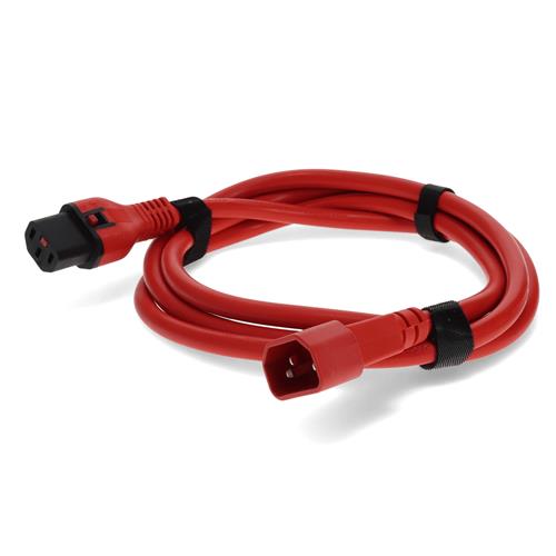 Picture for category 4ft C13 Female to C14 Male 14AWG 100-250V at 10A Red Locking Power Cable