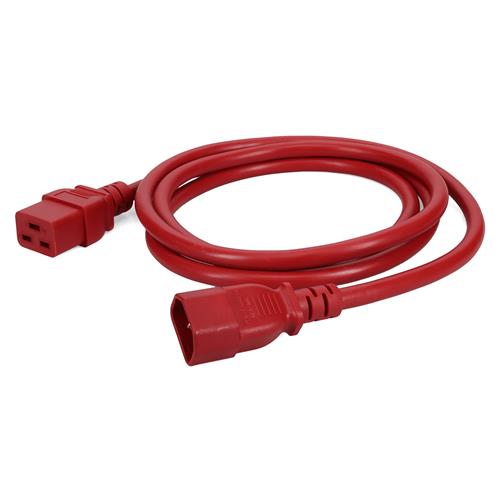 Picture of 3ft C14 Male to C19 Female 14AWG 100-250V at 10A Red Power Cable
