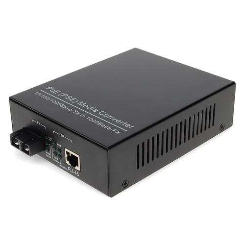 Picture of 10/100/1000Base-TX(RJ-45) to 1000Base-MX(SC) MMF 1310nm 2km IEEE802.3at/48V/1.0A/50W POE Media Converter