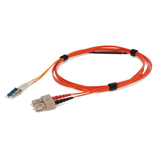 Picture of 1m LC (Male) to SC (Male) OM2 & OS1 Straight Orange Duplex Fiber Mode Conditioning (2x LC 50/125 to SC 50/125 & SC 9/125) Cable