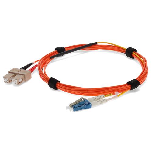 Picture of 15m LC (Male) to SC (Male) OM1 & OS1 Straight Orange Duplex Fiber Mode Conditioning (2x LC 62.5/125 to SC 62.5/125 & SC 9/125) Cable