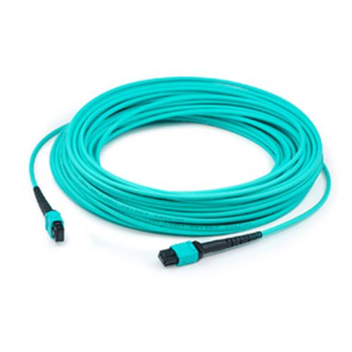 Picture for category 12ft MPO (Female) to 3xMPO (Female) OM3 24-strand Crossover Aqua Fiber OFNR (Riser-Rated) Fanout Cable
