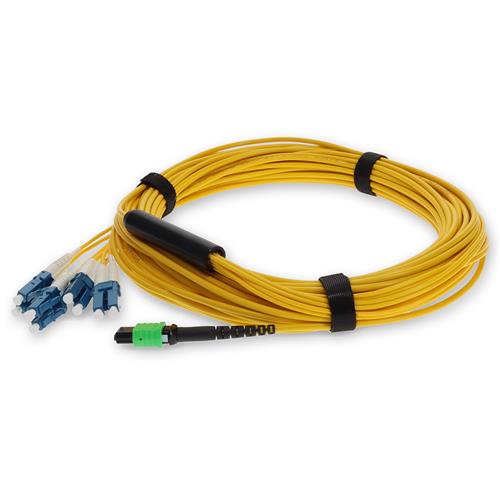 Picture for category 12.5m MPO (Female) to 8xLC (Male) 8-Strand Yellow OS2 OFNR (Riser-Rated) Fiber Fanout Cable