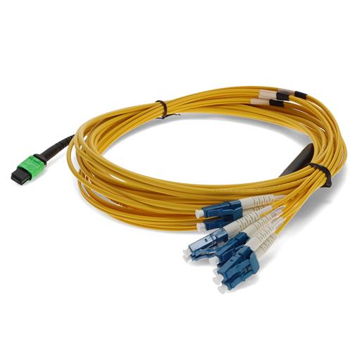 Picture for category 1m MPO (Female) to 8xLC (Male) OS2 8-strand Straight Yellow Fiber Plenum Fanout Cable