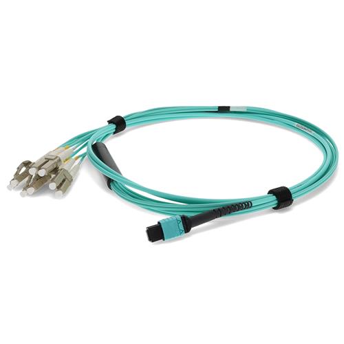 Picture for category 3m MPO (Female) to 4xLC (Male) 8-Strand Aqua OM3 Duplex LSZH LOMM Fanout Cable