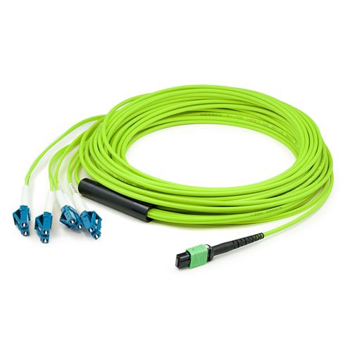 Picture for category 3m MPO (Female) to 8xLC (Male) 8-Strand Lime Green OM5 Fiber Fanout Cable