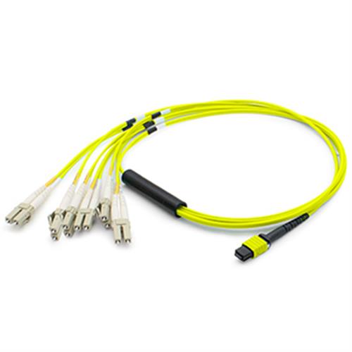 Picture for category 15m MPO (Female) to 6xLC (Male) 12-Strand Yellow OS2 Duplex OFNR (Riser-Rated) Fiber Fanout Cable