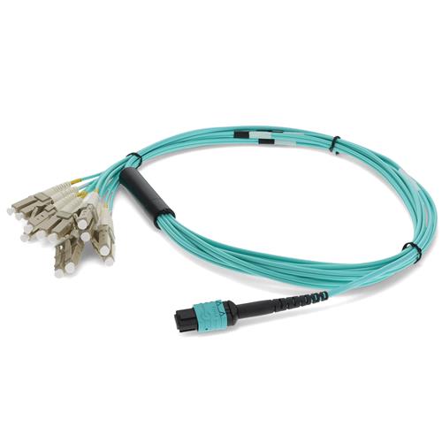 Picture for category 1m MPO (Female) to 6xLC (Male) 12-Strand Aqua OM3 Duplex Fiber Fanout Cable