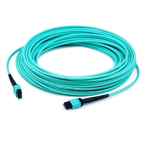 Picture of 3m MPO (Male) to MPO (Female) OM4 12-strand Straight Aqua Duplex Fiber Plenum Patch Cable