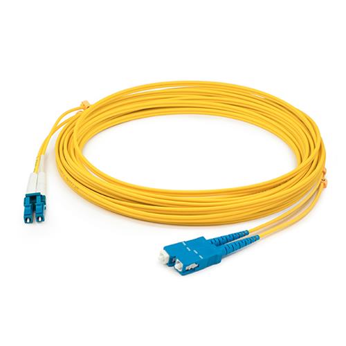 Picture of 0.15m LC (Male) to SC (Male) Yellow OS2 Duplex Fiber OFNR (Riser-Rated) Patch Cable