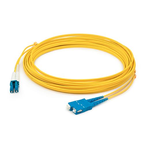 Picture of 11m LC (Male) to SC (Male) OS2 Straight Yellow Duplex Fiber Plenum Patch Cable