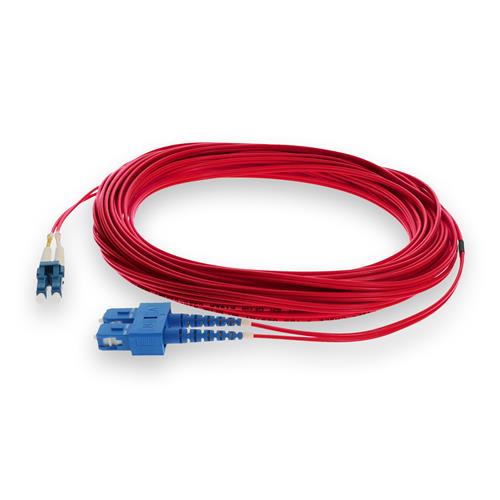 Picture of 15m LC (Male) to SC (Male) OS2 Straight Red Duplex Fiber OFNR (Riser-Rated) Patch Cable