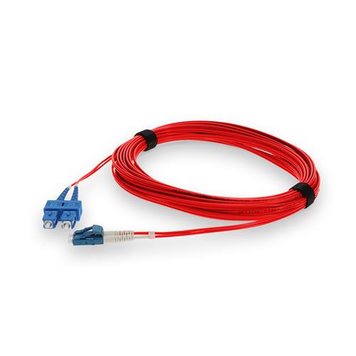 Picture of 3m LC (Male) to SC (Male) Red OS2 Duplex Fiber Plenum-Rated Patch Cable