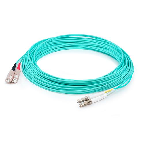 Picture of 41m LC (Male) to SC (Male) OM4 Straight Aqua Duplex Fiber LSZH Patch Cable