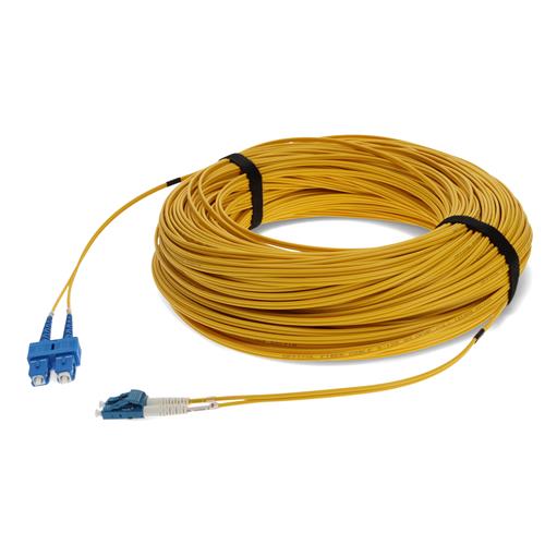 Picture of 51m LC (Male) to SC (Male) OS2 Straight Yellow Duplex Fiber OFNR (Riser-Rated) Patch Cable