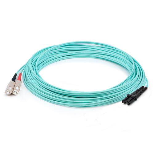 Picture for category 15m MT-RJ (Male) to SC (Male) Aqua OM3 Duplex Fiber OFNR (Riser-Rated) Patch Cable