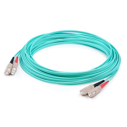 Picture of 16m SC (Male) to SC (Male) OM4 Straight Aqua Duplex Fiber Plenum Patch Cable