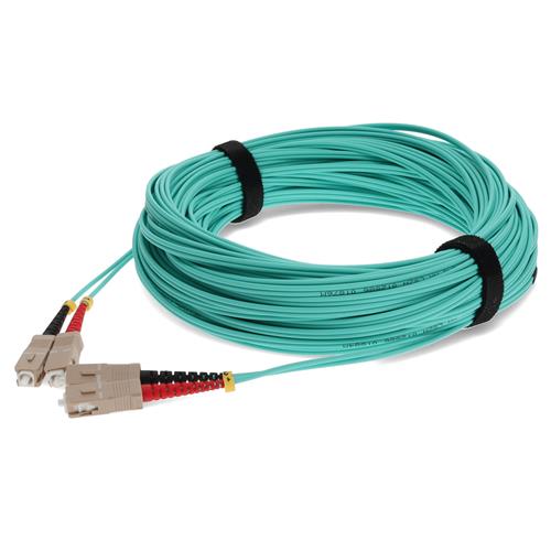 Picture of 30m SC (Male) to SC (Male) Aqua OM3 Duplex Fiber OFNR (Riser-Rated) Patch Cable