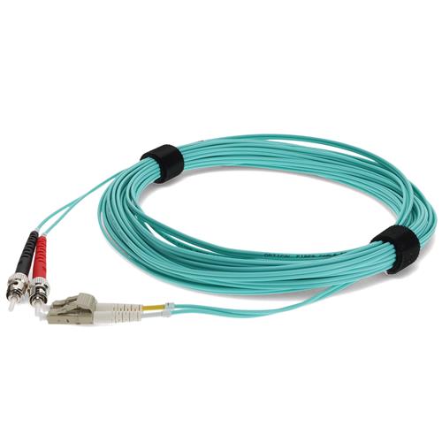 Picture for category 3m LC (Male) to ST (Male) Aqua OM3 Duplex Fiber OFNR (Riser-Rated) Patch Cable