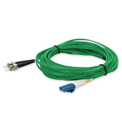 Picture for category 3m LC (Male) to ST (Male) OS2 Straight Green Duplex Fiber OFNR (Riser-Rated) Patch Cable