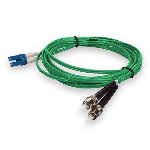 Picture for category 3m LC (Male) to ST (Male) OS2 Straight Green Duplex Fiber Plenum Patch Cable
