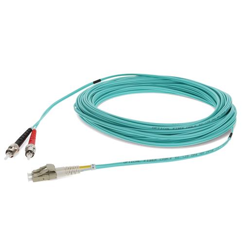 Picture for category 40m LC (Male) to ST (Male) Aqua OM4 Duplex Fiber OFNR (Riser-Rated) Patch Cable