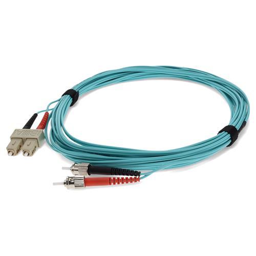 Picture for category 4m SC (Male) to ST (Male) Aqua OM3 Duplex Fiber OFNR (Riser-Rated) Patch Cable